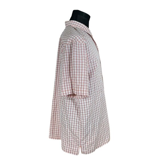 Columbia Men's Pink Orange Black Check Short Sleeve Button Front Shirt Large - Picture 7 of 8